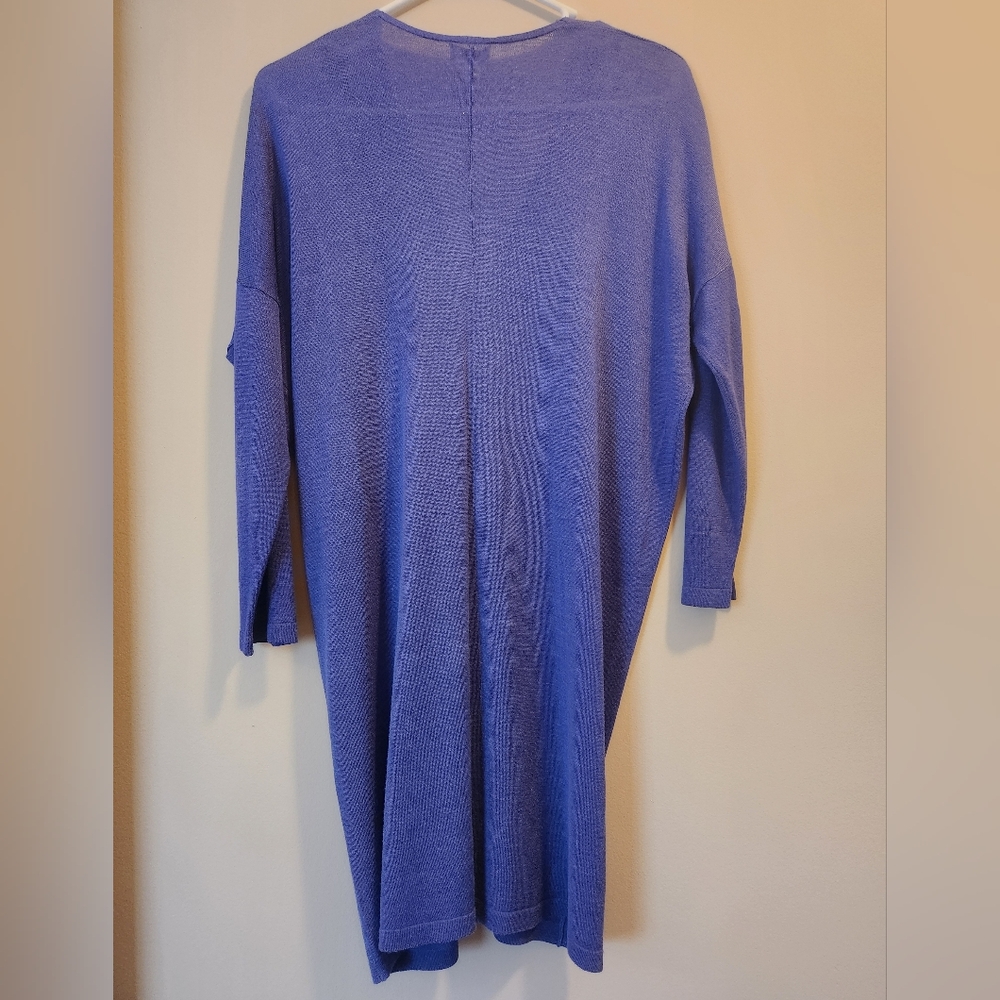 Chico's SILK Knit Tunic Jacket In Periwinkle - Picture 3 of 5